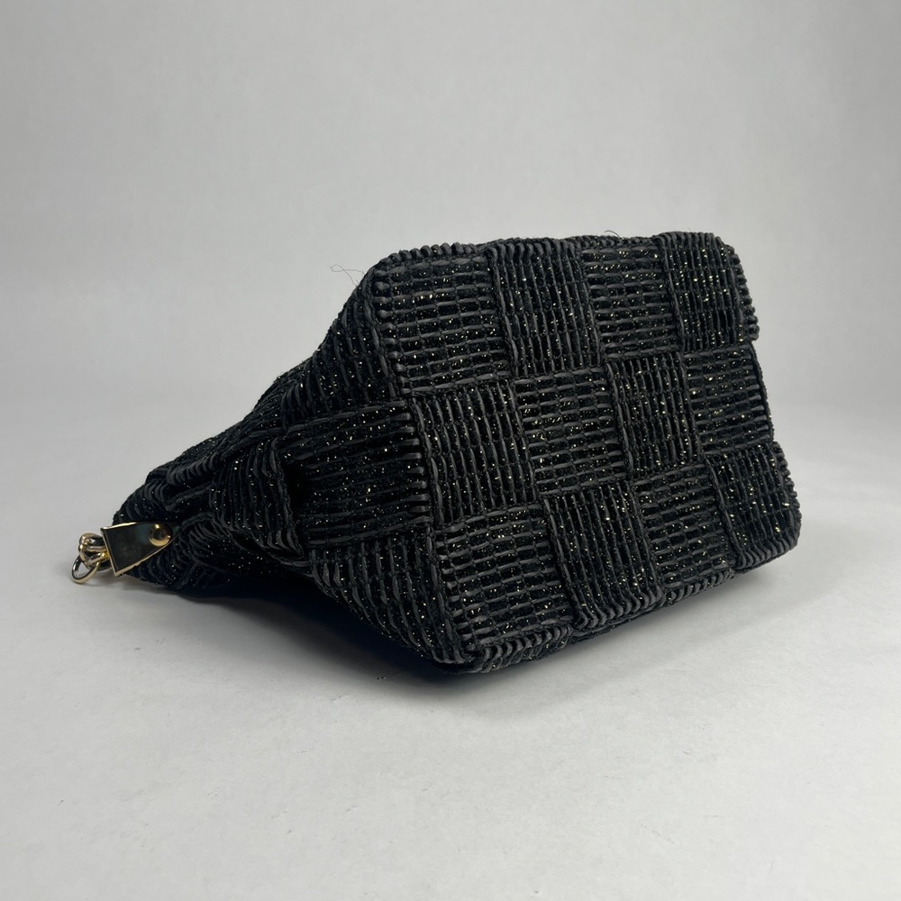 Linea Pollini Black Woven Bag with Gold Chain from Italy - Picture 7 of 9